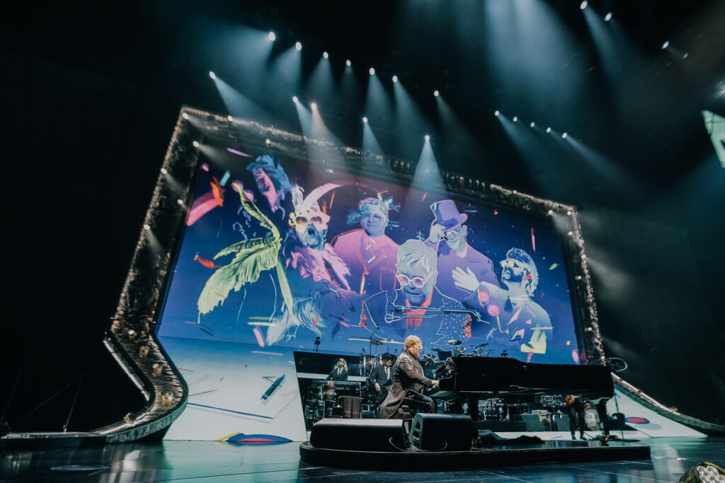 Elton John performs on stage in Jacksonville.