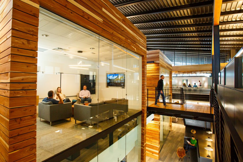 Inside view of a modern, professional office.